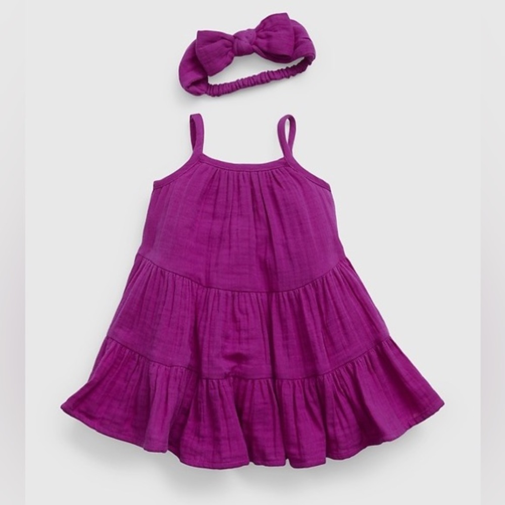 GAP Purple Rose Baby Strappy Tiered Dress Set, NWT